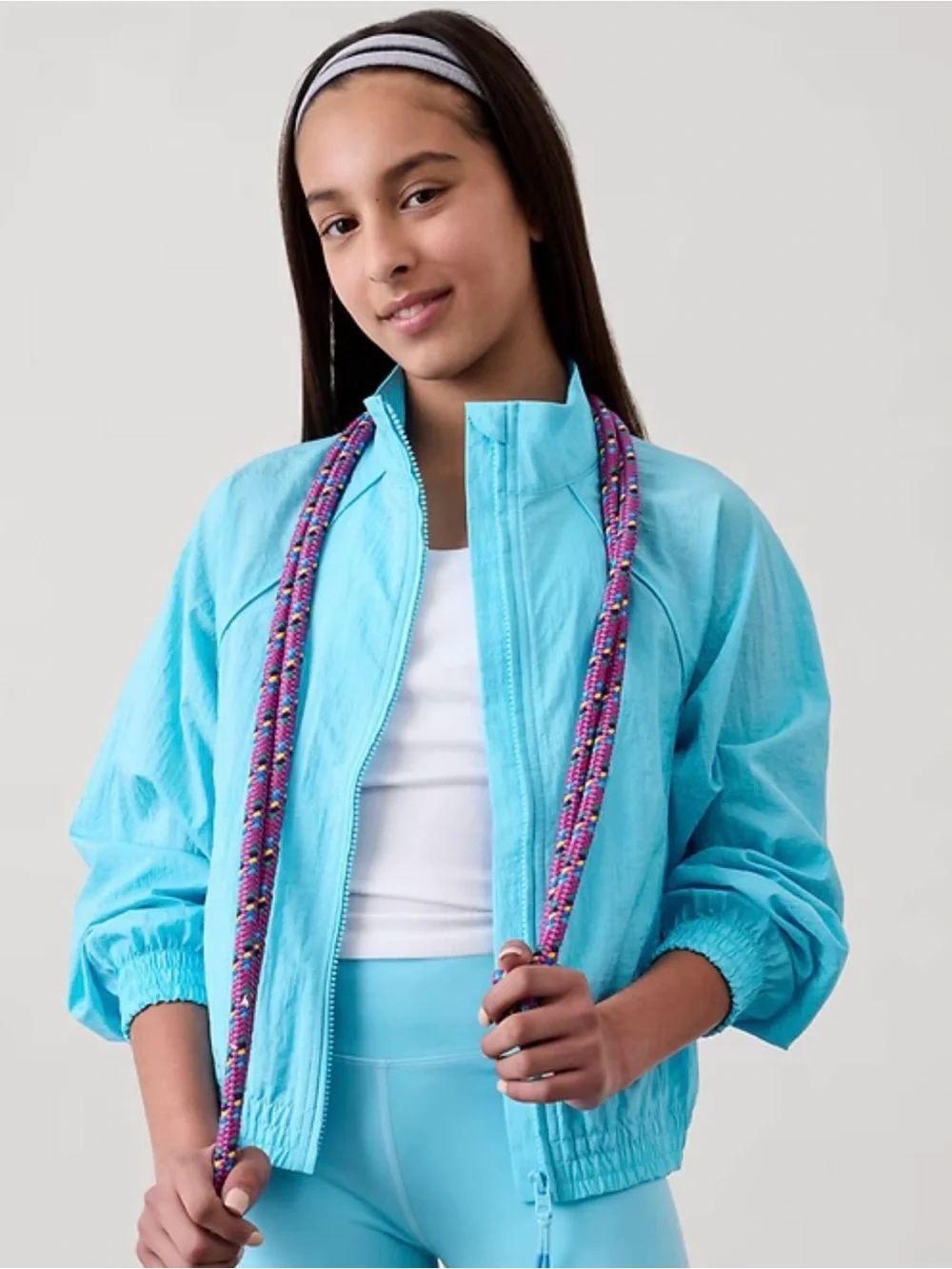 Athleta Light Blue Girls‎ Windbreaker Jacket - Picture 13 of 15